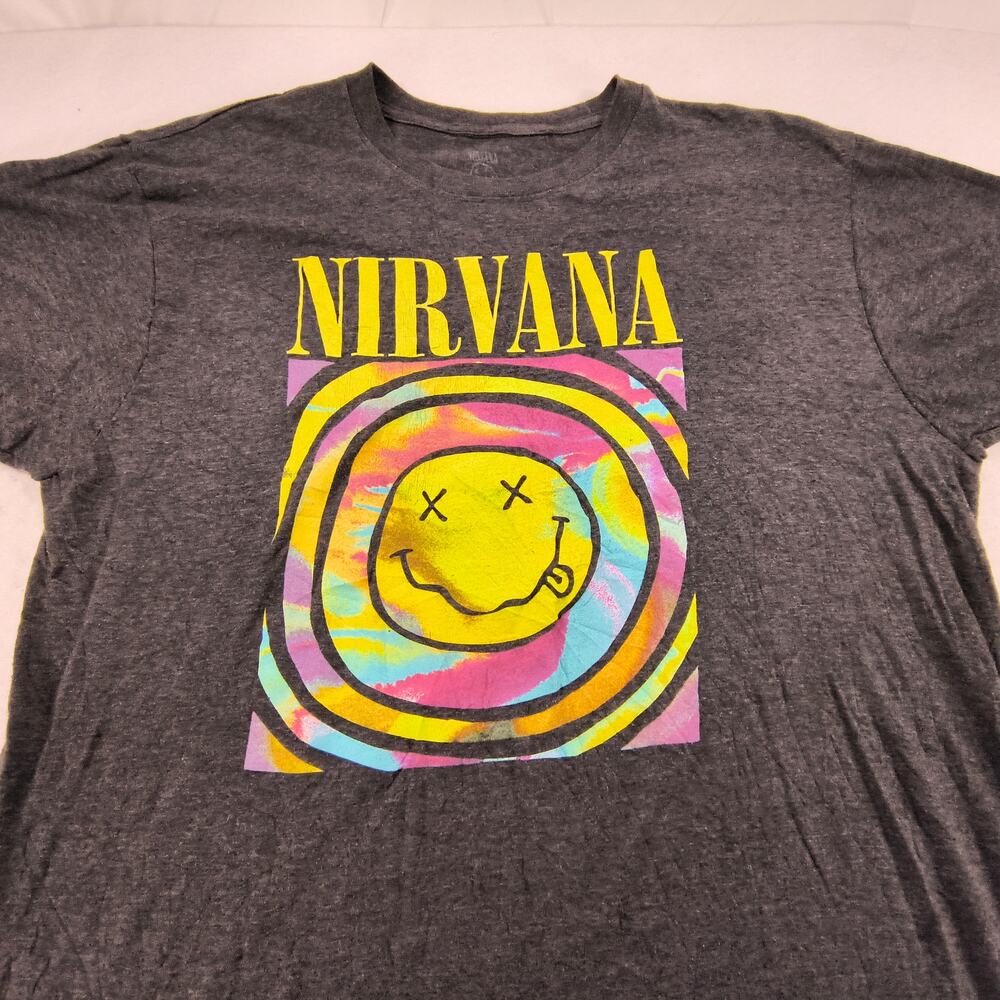 Nirvana Band Crew Neck Graphic Short Sleeve T Shirt Womens Size 2XL Black Multi